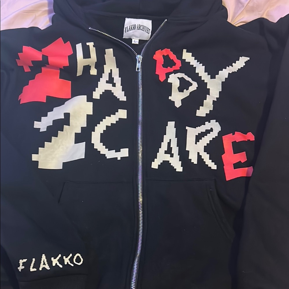 Kids Happy Care Hoodie - Black and Red
